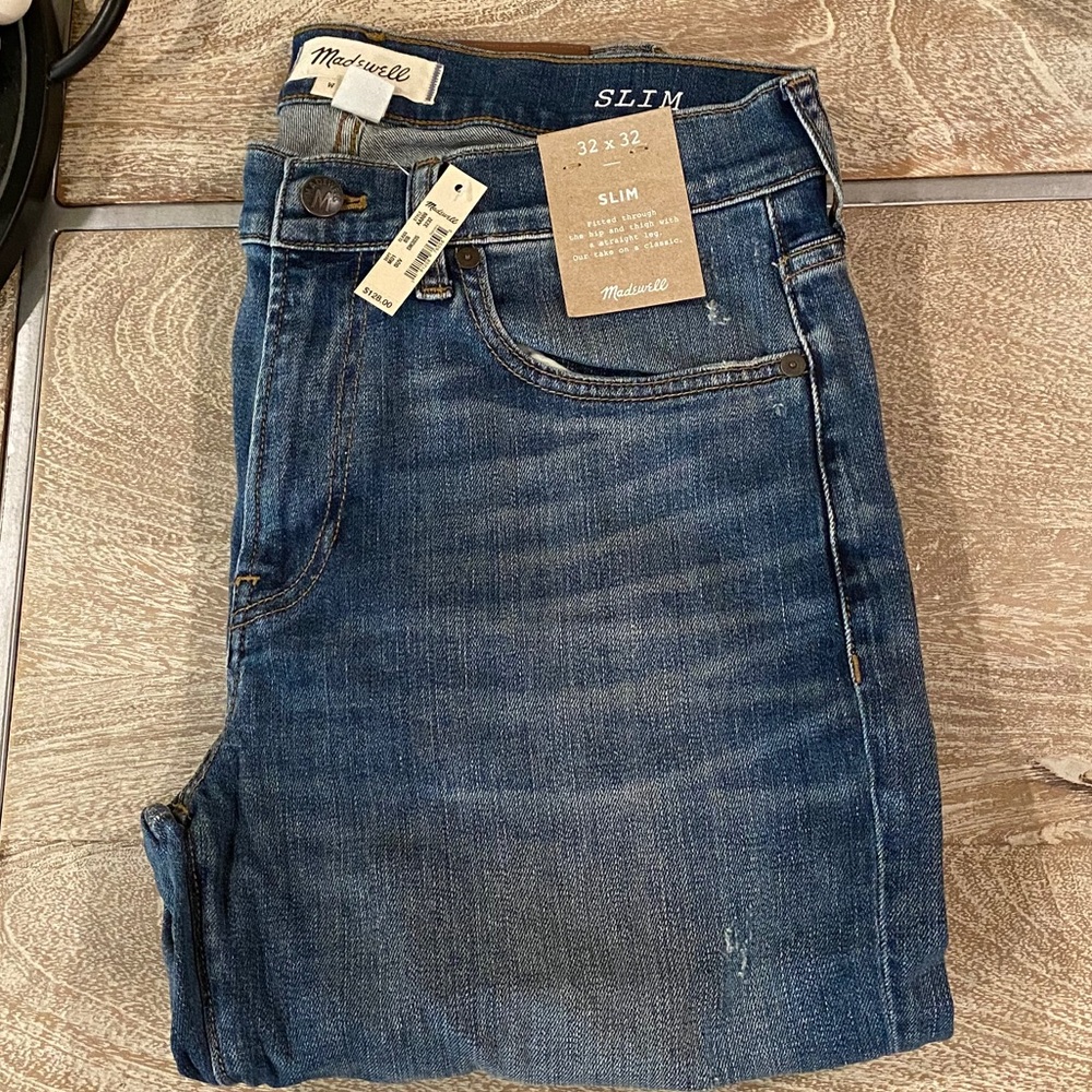 Men’s Madewell Slim Mid Blue Designer Denim Jeans